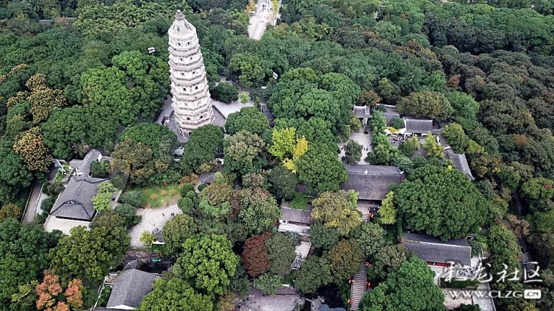 无人机航拍虎丘山全景.