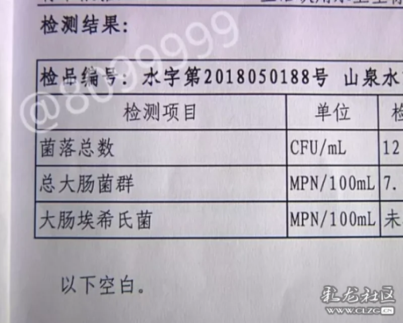 山泉水细菌指数严重超标 专家建议别饮用 时隔一周,水质的检验结果