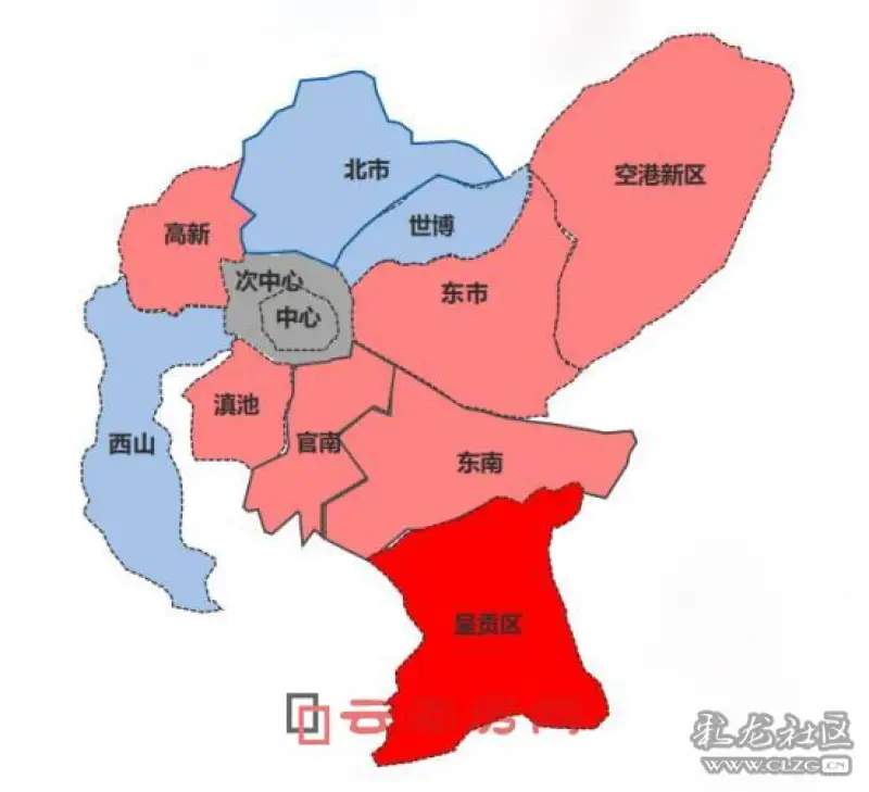 昆明锐理划分的12个房地产板块