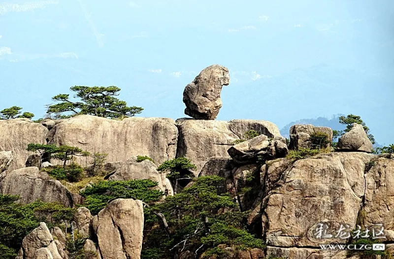 黄山奇石梦笔生花猴子望太平