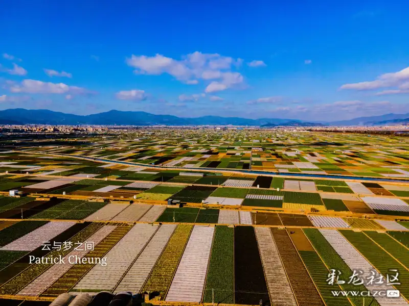 天地云南飞越通海坝子鸟瞰杞麓湖畔的锦绣田园