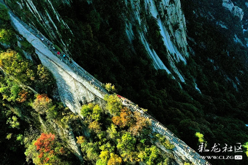 陕西行三上西岳华山航拍华山龙脉苍龙岭