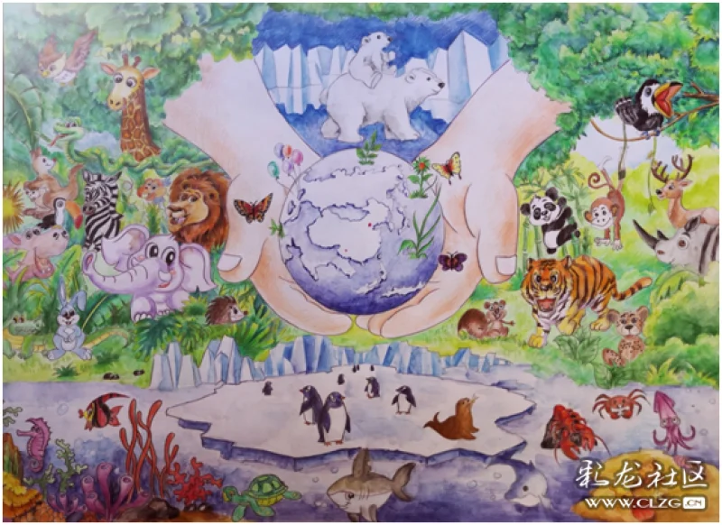 2021保护生物多样性全球艺术大赛少儿组第十四期优秀投稿作品欣赏"