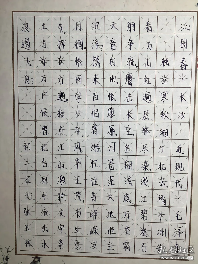 《沁园春长沙》硬笔书法作品