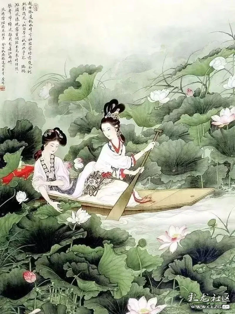 仕女題畫詩詞是題在仕女畫上,以仕女畫為核心,表現畫面情景,傳達仕女